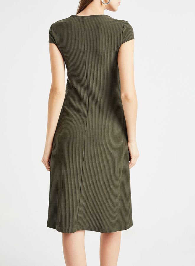 V-Neck Midi Dress Olive - v1597847381/N36003760V_2