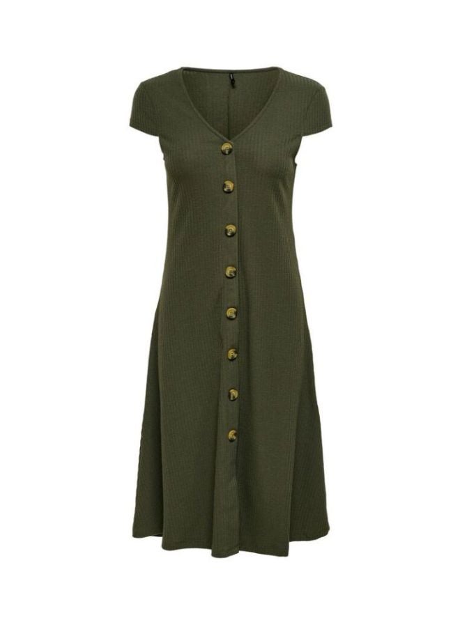 V-Neck Midi Dress Olive - v1597847382/N36003760V_5