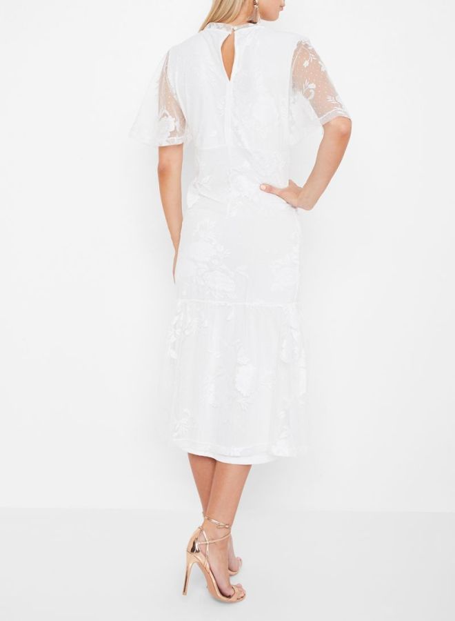 Stock Lace Angel Sleeve Dress White - Image 2
