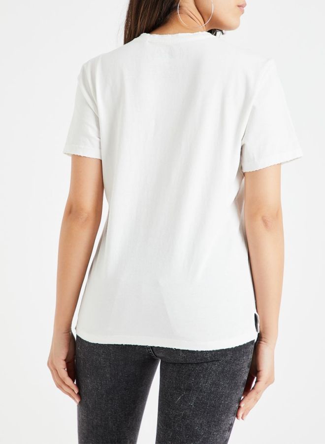 اونلي تيشيرت برقبة دائرية وطبعة عبارة "Def Leppard" أبيض/أسود/برتقالي - Image 2