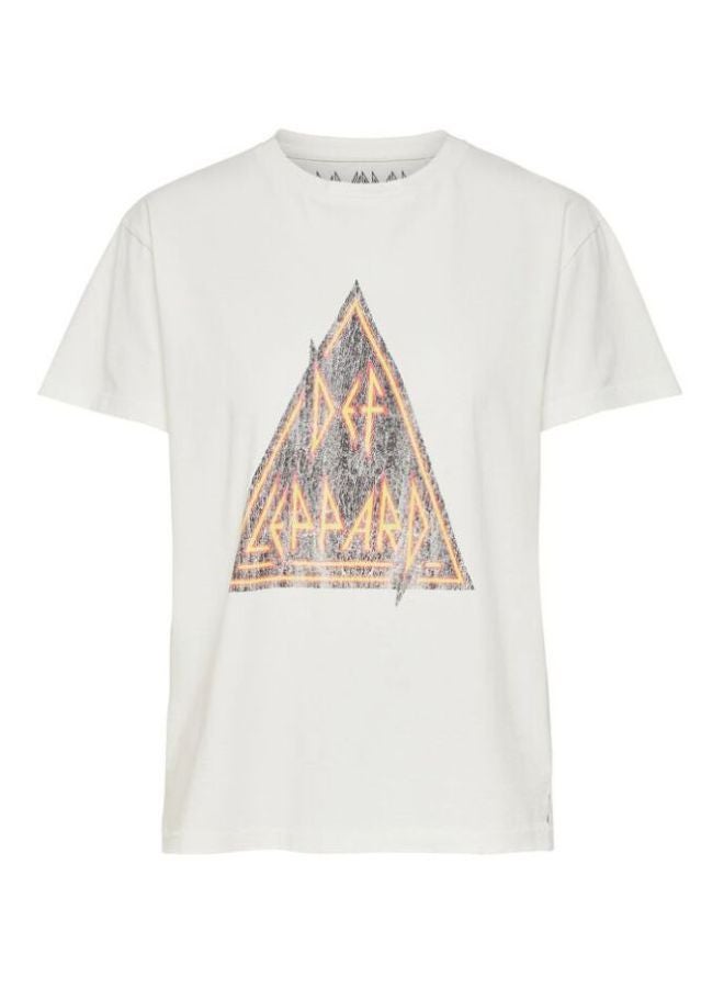 اونلي تيشيرت برقبة دائرية وطبعة عبارة "Def Leppard" أبيض/أسود/برتقالي - Image 5