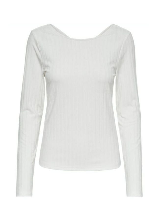 ONLY Ribbed Long Sleeves T Shirt White Best Price UAE Dubai Abu Dhabi