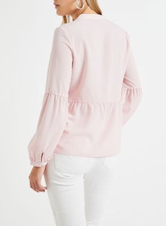 Lace Trim V-Neck Shirt Pink - v1597847430/N34220998V_2