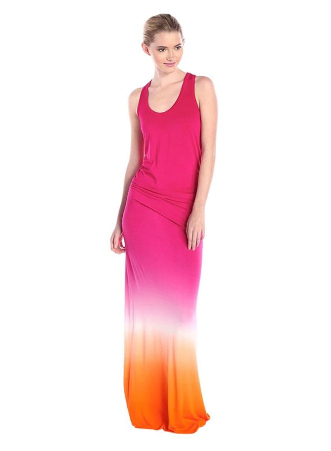 Y&D Scoop Neck Maxi Dress Pink/Orange  - Image 1
