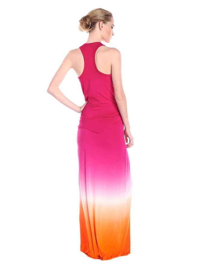 Y&D Scoop Neck Maxi Dress Pink/Orange  - Image 2