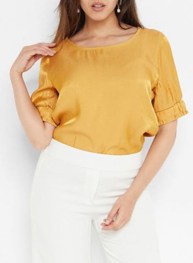 Stock Elasticated Detail Top Mustard  - Image 1