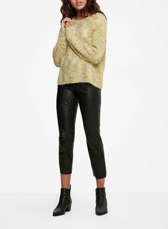 Jacqueline de Yong Marled Round Neck Sweater Yellow  - Image 3