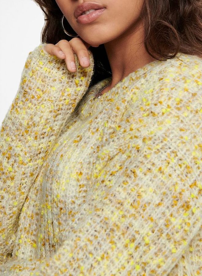 Jacqueline de Yong Marled Round Neck Sweater Yellow  - Image 4