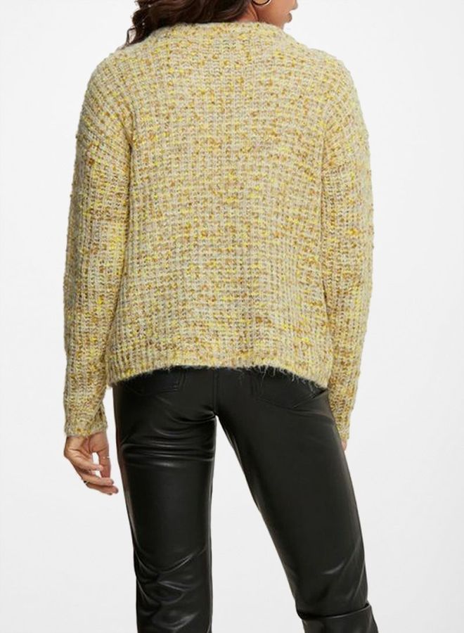 Jacqueline de Yong Marled Round Neck Sweater Yellow  - Image 2