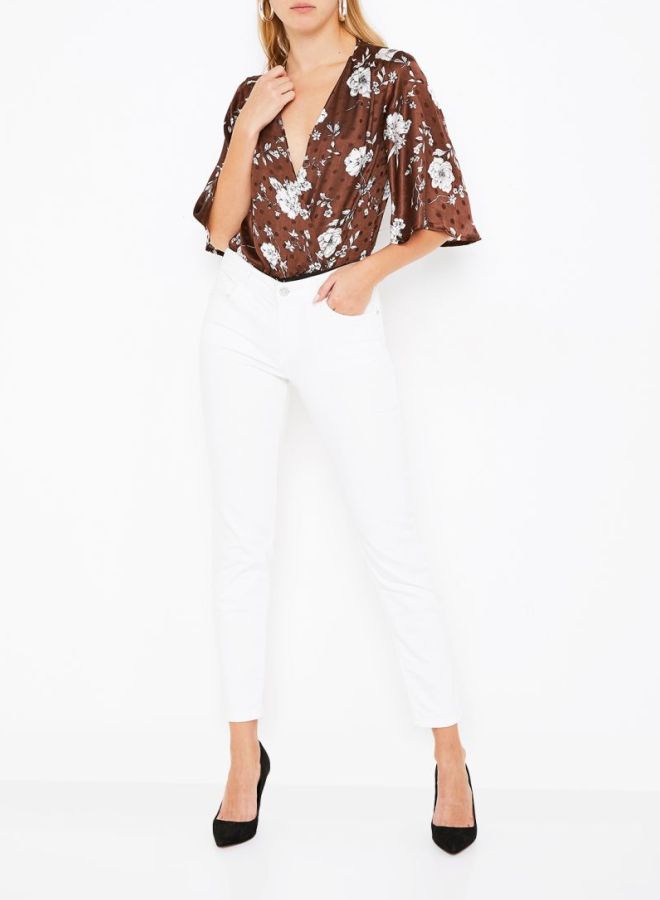 Stock Floral Print Bodysuit Brown  - Image 3