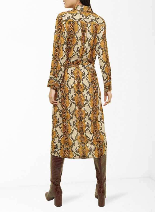 Multi Snakeskin Print Dress Orange / Yellow Patt