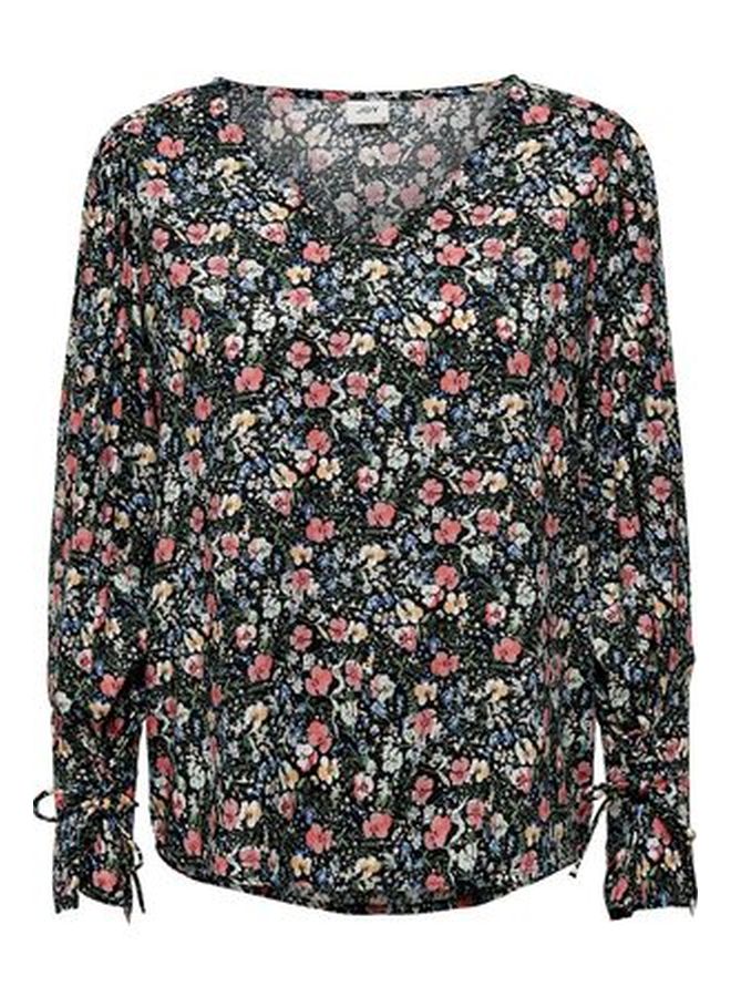 Printed V-Neck Blouse Multicolour - v1597847513/N35289867V_1