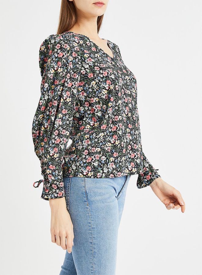 Printed V-Neck Blouse Multicolour - v1597847515/N35289867V_3