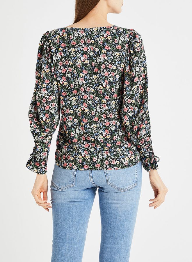 Printed V-Neck Blouse Multicolour - v1597847516/N35289867V_4