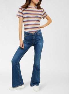 NEW LOOK Metallic Striped T-Shirt Grey/Brown  - Image 2