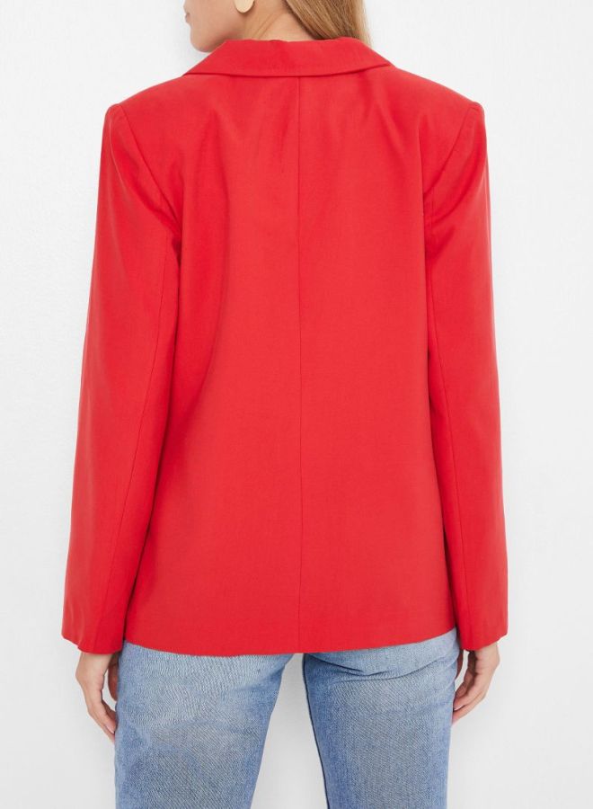 Stock Single Buttoned Blazer Red  - Image 2