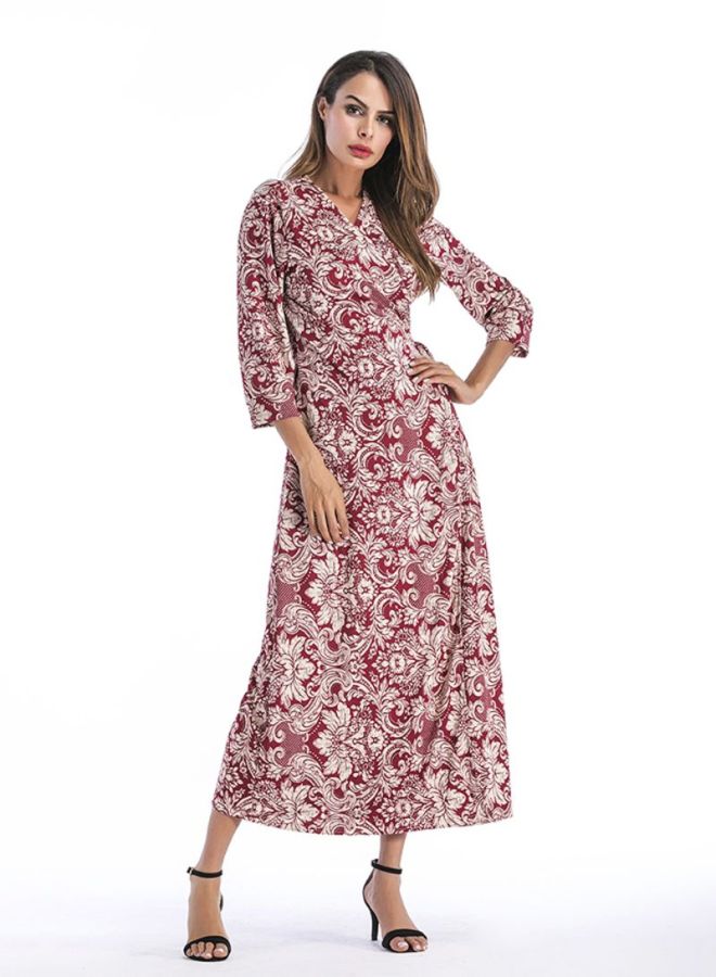 Y&D - Printed Pattern Maxi Dress Red - Image 1