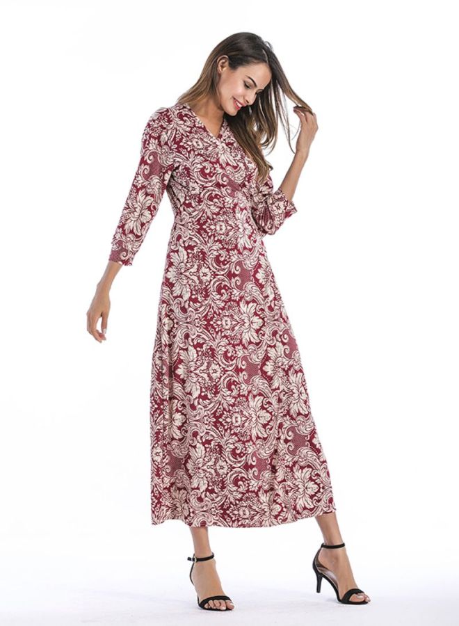 Y&D - Printed Pattern Maxi Dress Red - Image 1