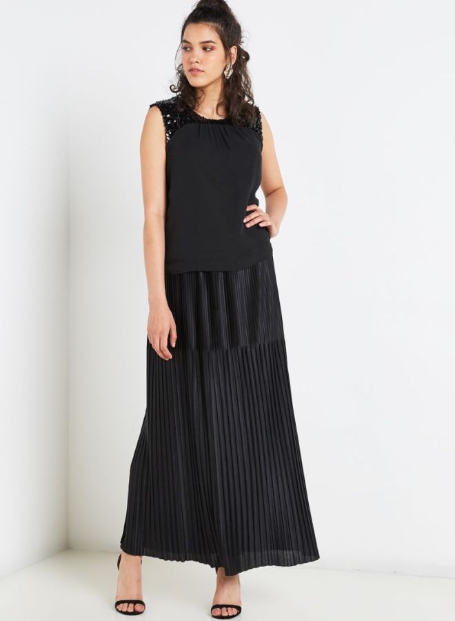 Jacqueline de Yong - Sequin Trim Tank Top Black - Image 1