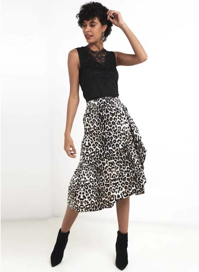 PIECES Midi Skirt Leopard