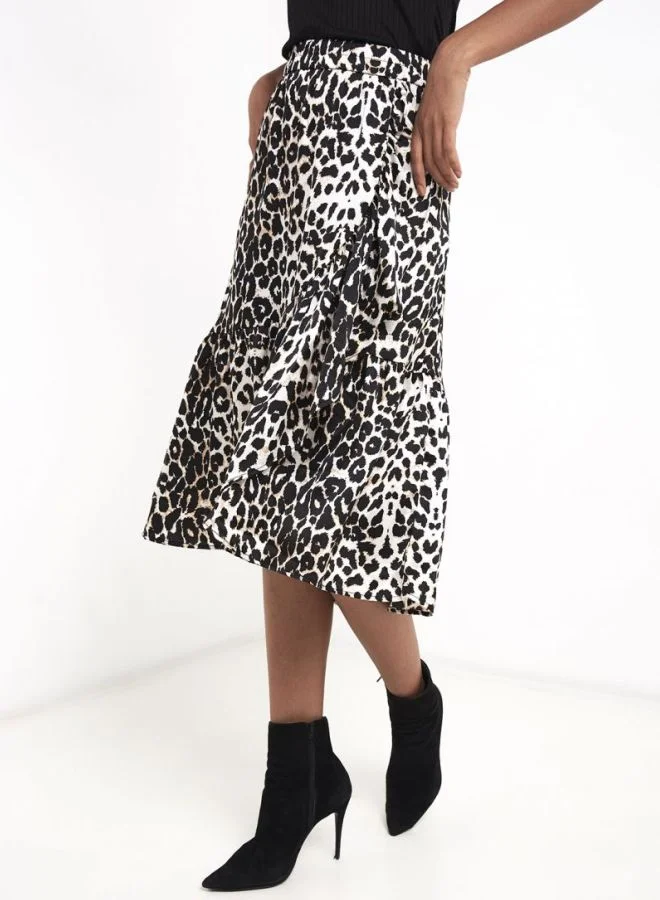PIECES Midi Skirt Leopard