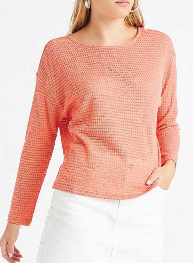 Jacqueline de Yong - Long Sleeves T-Shirt Coral - Image 1