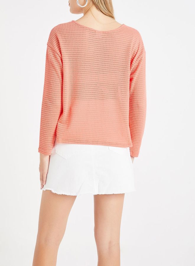 Jacqueline de Yong - Long Sleeves T-Shirt Coral - Image 1