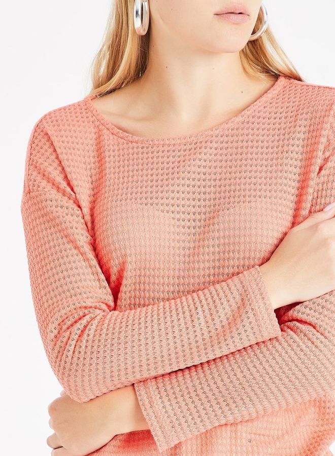 Jacqueline de Yong - Long Sleeves T-Shirt Coral - Image 1