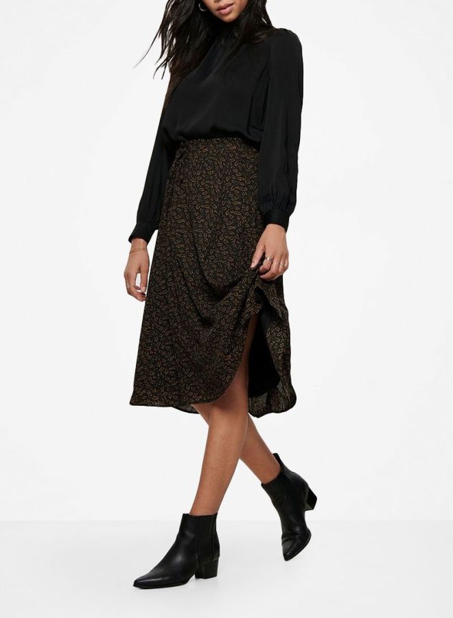 Jacqueline de Yong - Polyester Midi Skirt Black Multi - Image 1