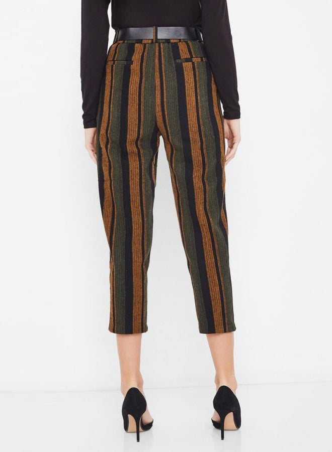Stock Belted Striped Pants Brown/Black - Image 2