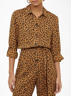 NEW LOOK Belted Leopard Print Jumpsuit Brown Pattern  - Image 3