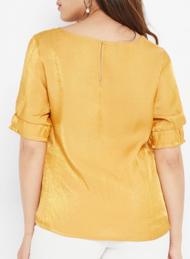 Stock Elasticated Detail Top Mustard  - Image 2
