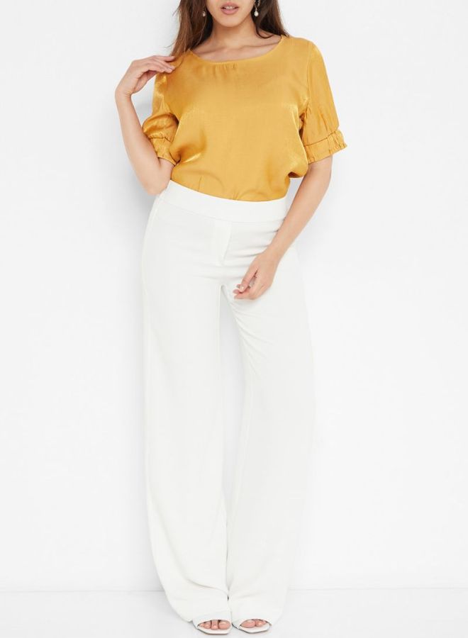 Stock Elasticated Detail Top Mustard  - Image 3