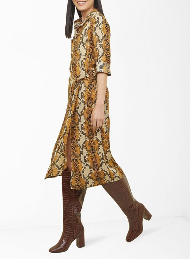 Multi Snakeskin Print Dress Orange / Yellow Patt