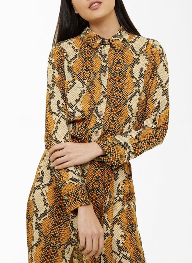 Multi Snakeskin Print Dress Orange / Yellow Patt