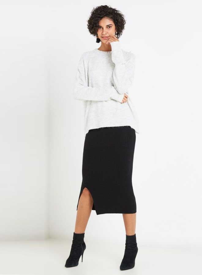 Jacqueline de Yong Faux Pearl Trim Sweater White  - Image 3