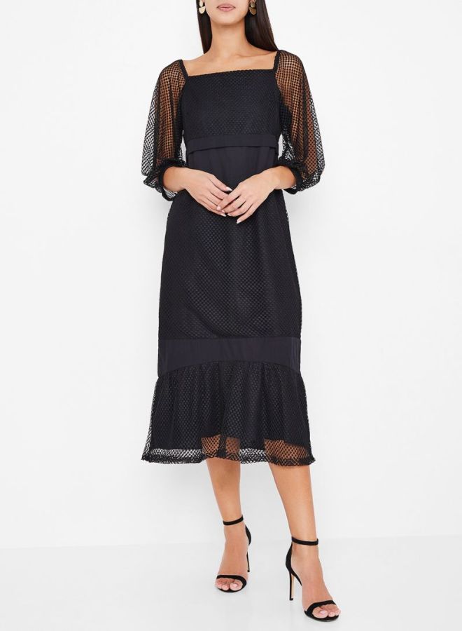 Stock Panelled Mesh Dress Black  - Image 1