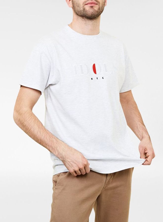 NEW LOOK Idols Embroidered T-Shirt Grey - Image 1