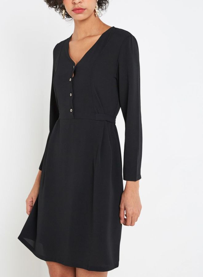 Jacqueline de Yong V-Neck Mini Dress Black  - Image 4