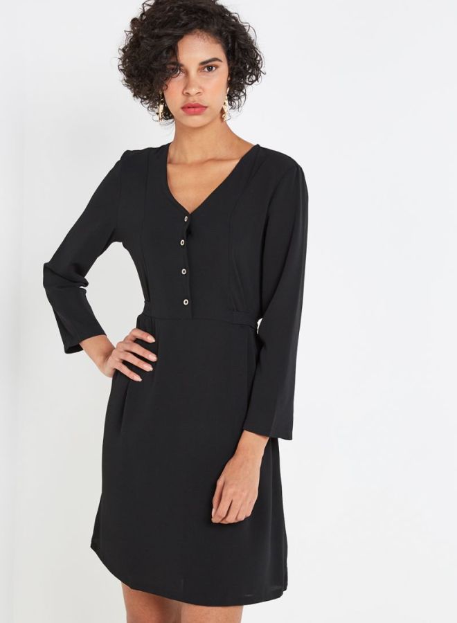 Jacqueline de Yong V-Neck Mini Dress Black  - Image 1
