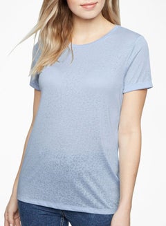 Leopard Print Burnout T-Shirt Pale Blue