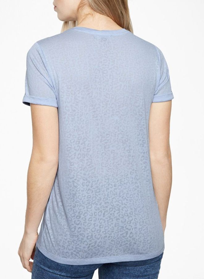 NEW LOOK - Leopard Print Burnout T-Shirt Pale Blue - Image 1