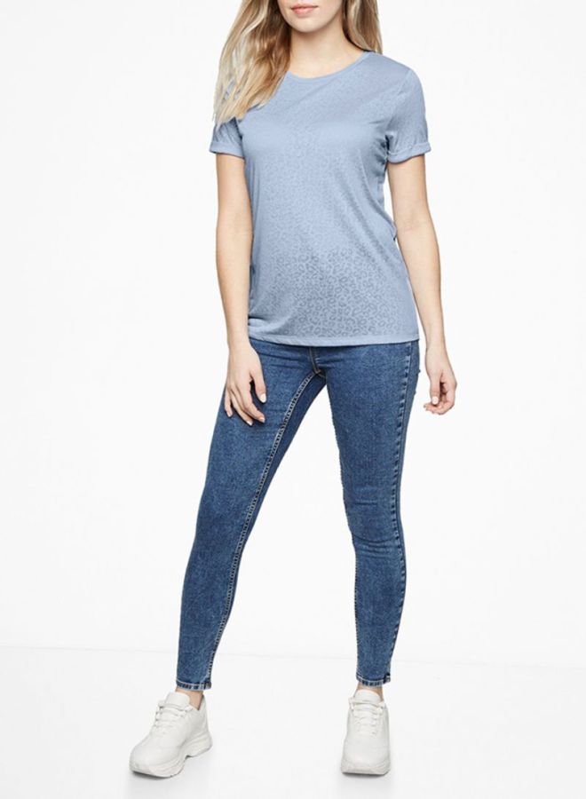 NEW LOOK - Leopard Print Burnout T-Shirt Pale Blue - Image 1