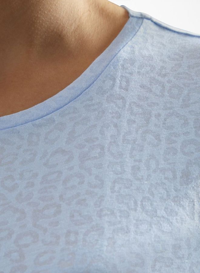 NEW LOOK - Leopard Print Burnout T-Shirt Pale Blue - Image 1