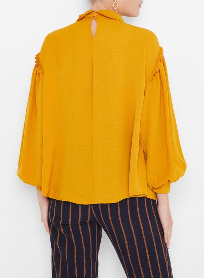 Stock Ruffle Detailed Top Mustard - Image 2