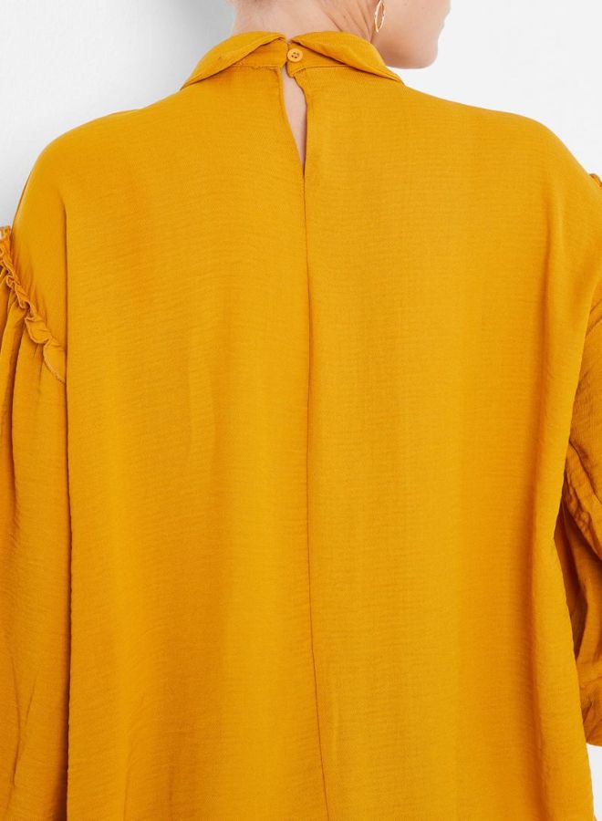 Stock Ruffle Detailed Top Mustard - Image 4