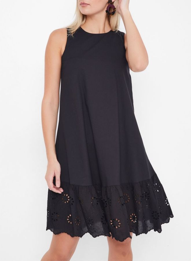 Stock Schiffli Hem Detailed Dress Black - Image 1