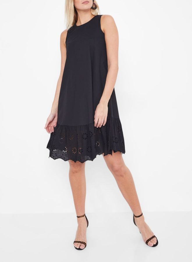 Stock Schiffli Hem Detailed Dress Black - Image 3
