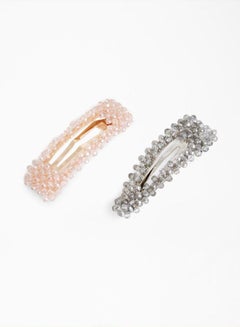 NEW LOOK Pack of 2 Multi Beaded Hair Clip Charcoal  - Image 1