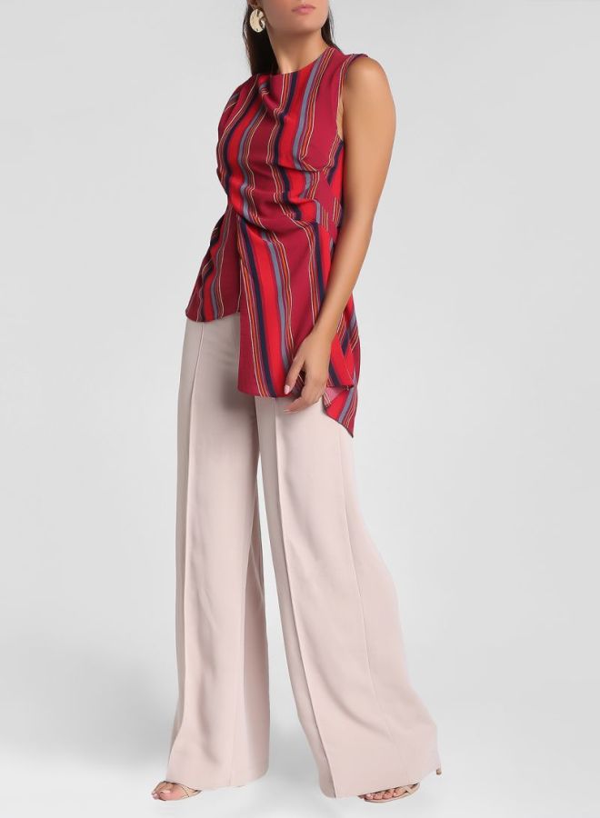 ستوك بلوزة  مخططة بفتحة رقبة دائرية أحمر / أزرق / أسود - Image 3